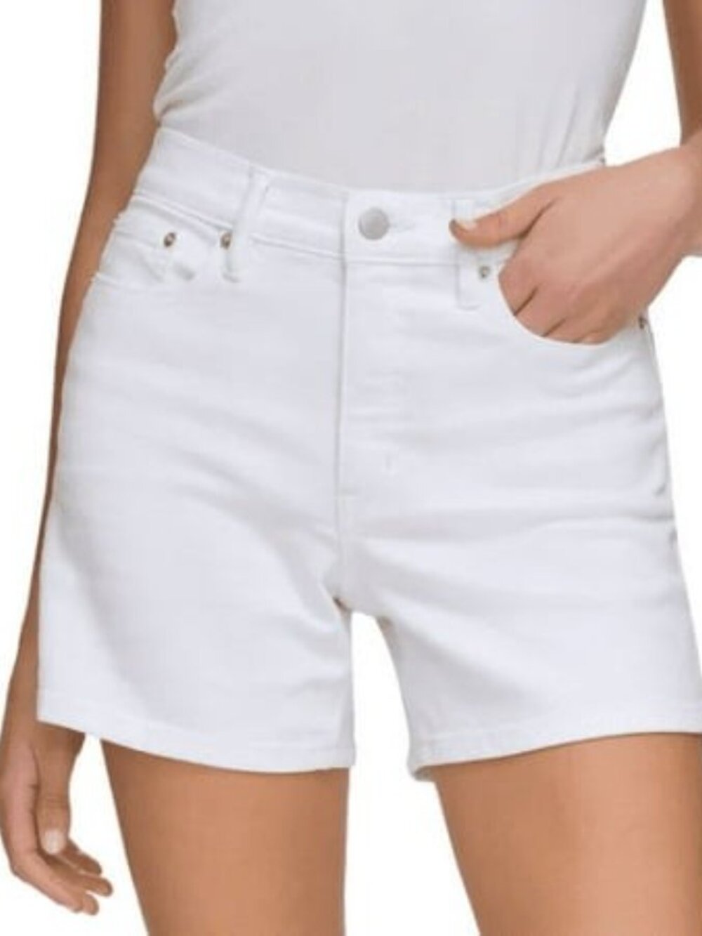 NWT Calvin Klein Jeans Women Roll Cuff Denim Short White Size 14